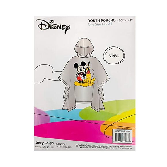 Disney Mickey Mouse Rain Poncho Hooded Water Resistant Pluto Kids Unisex 2-Pack - Picture 7 of 7